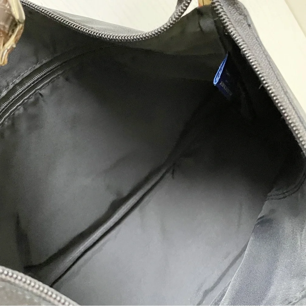 Burberry blue label black nylon tan nova check trim shoulder hobo bag - Picture 8 of 12